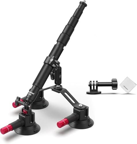 NEEWER トリプル吸盤カーマウントキット 車載マウント クイックリリースマジックアームカメラマウント 外側フロントガラス用 カメラマウント 2in1延長ポール/自撮り棒/クリーニングクロス付き コンパチブル Hero13/OSMO Poc eb606a76