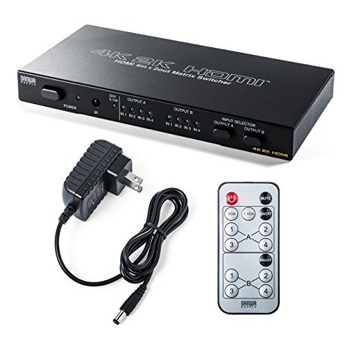 サンワダイレクト HDMI切替器 マトリックス 4K / 30Hz対応 4入力2出力 リモコン付き 光 同軸デジタル 出力付き 400-SW027送料無料 04ed79de
