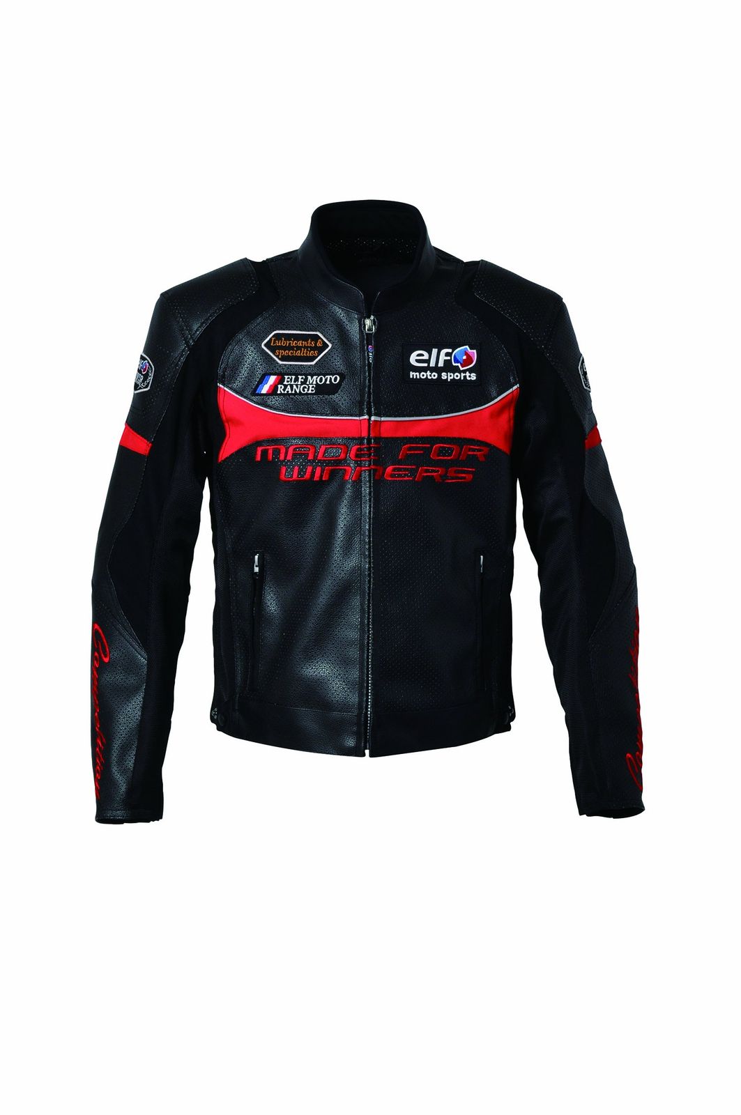 新品 [エルフ] フェイクレザーブルゾン BLACK/RED M EL-4223