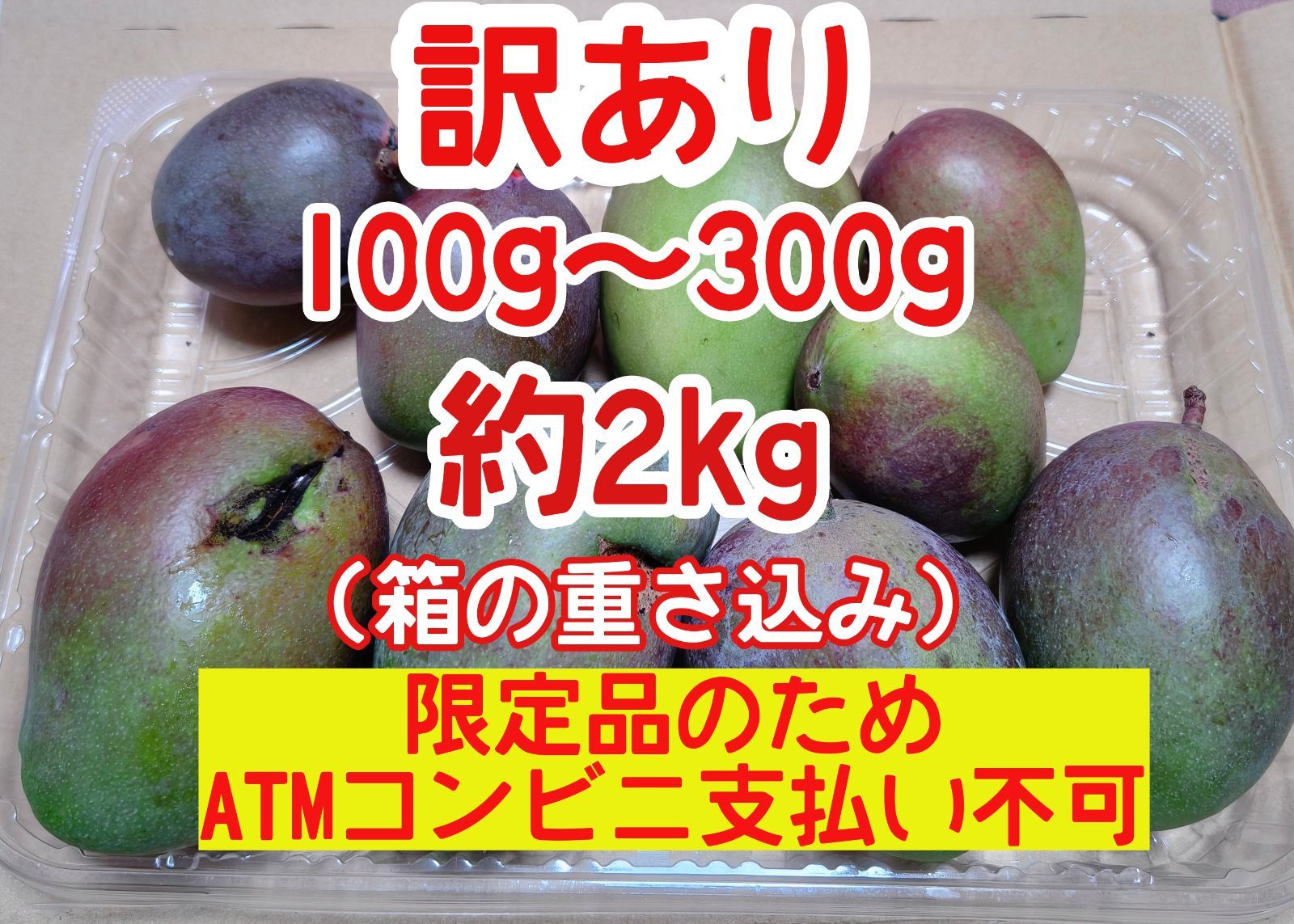 訳あり》摘果 未熟 加工用 マンゴー/ 約2㎏ 2キロ〈約100g～300g