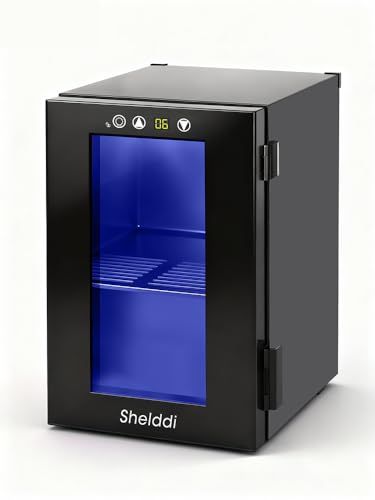 ☆新品☆Shelddi ミニ冷蔵庫 15L 透明ガラスドア 小型 コンプレッサー式 おしゃれ 静音 ミニバー 省エネ 一人暮らし 1ドア 温度設定3-16℃ 家庭用 ホテル 旅館 GR-015 本体
