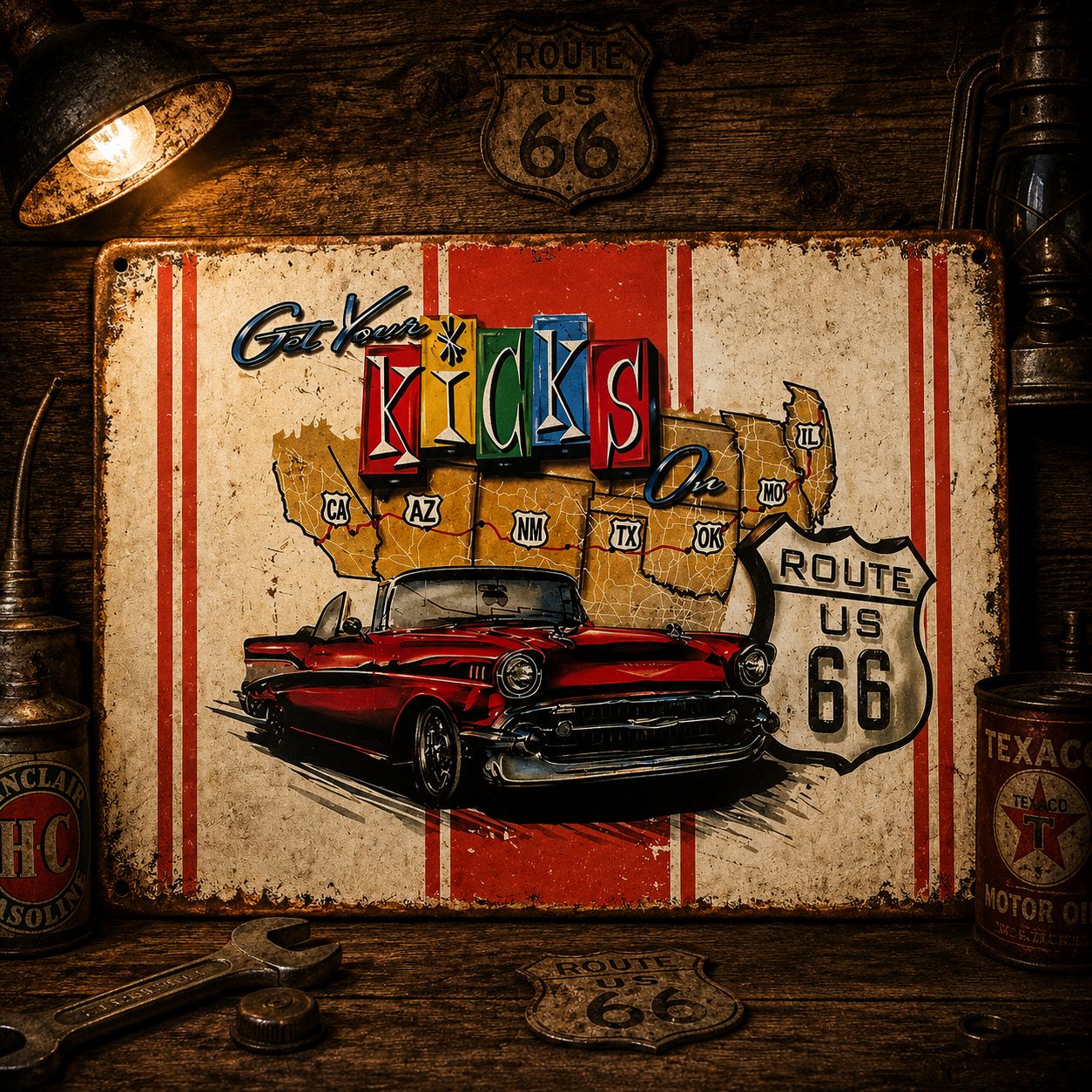 Route66 ブリキ看板 5枚セット アメリカン雑貨 ガレージインテリア