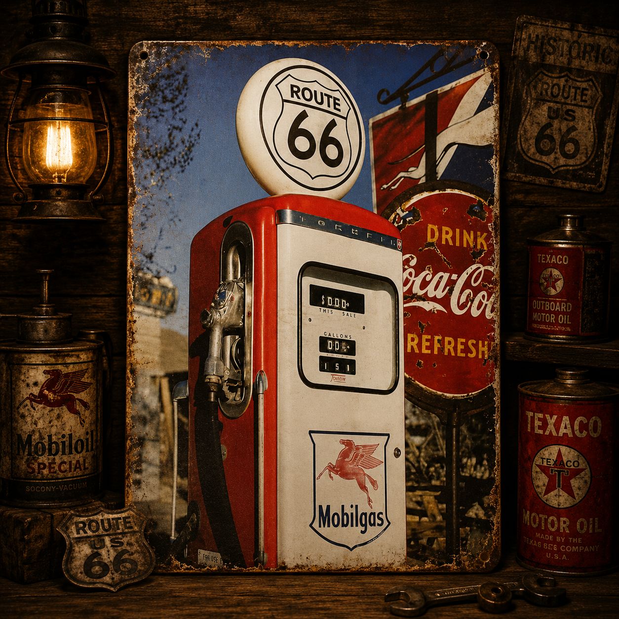 Route66 ブリキ看板 5枚セット アメリカン雑貨 ガレージインテリア