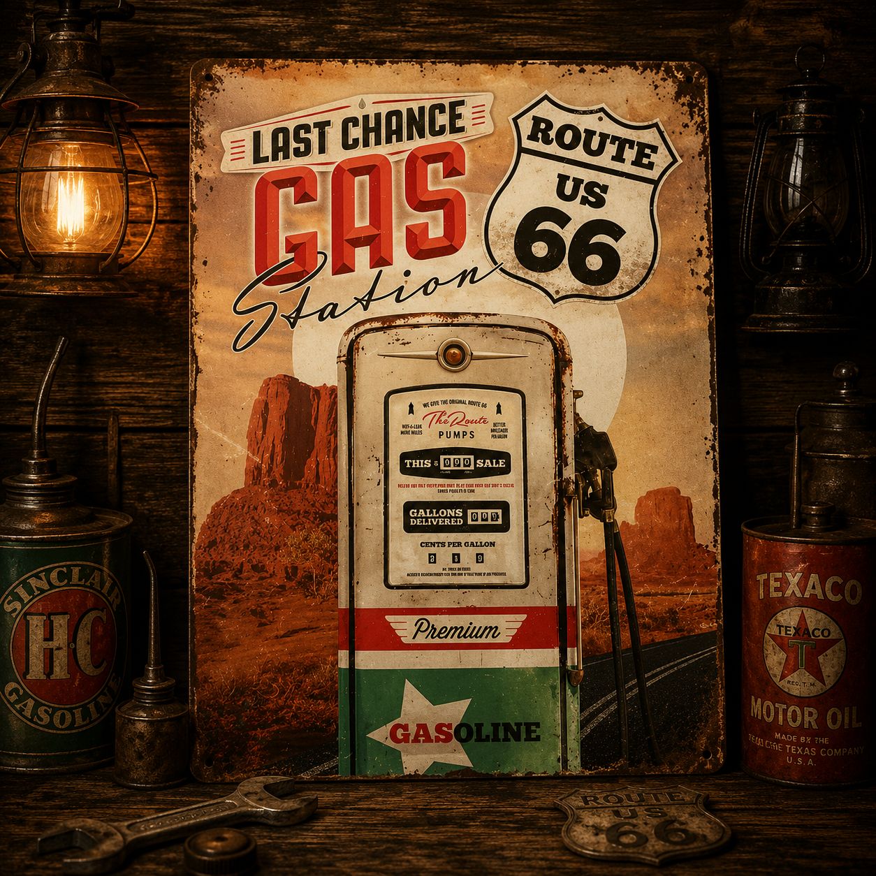 Route66 ブリキ看板 5枚セット アメリカン雑貨 ガレージインテリア