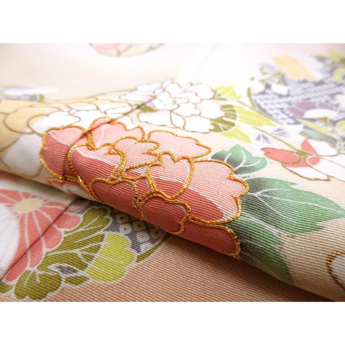 未使用品】訪問着 友禅金彩加工 刺繍入りボカシ染 - メルカリ