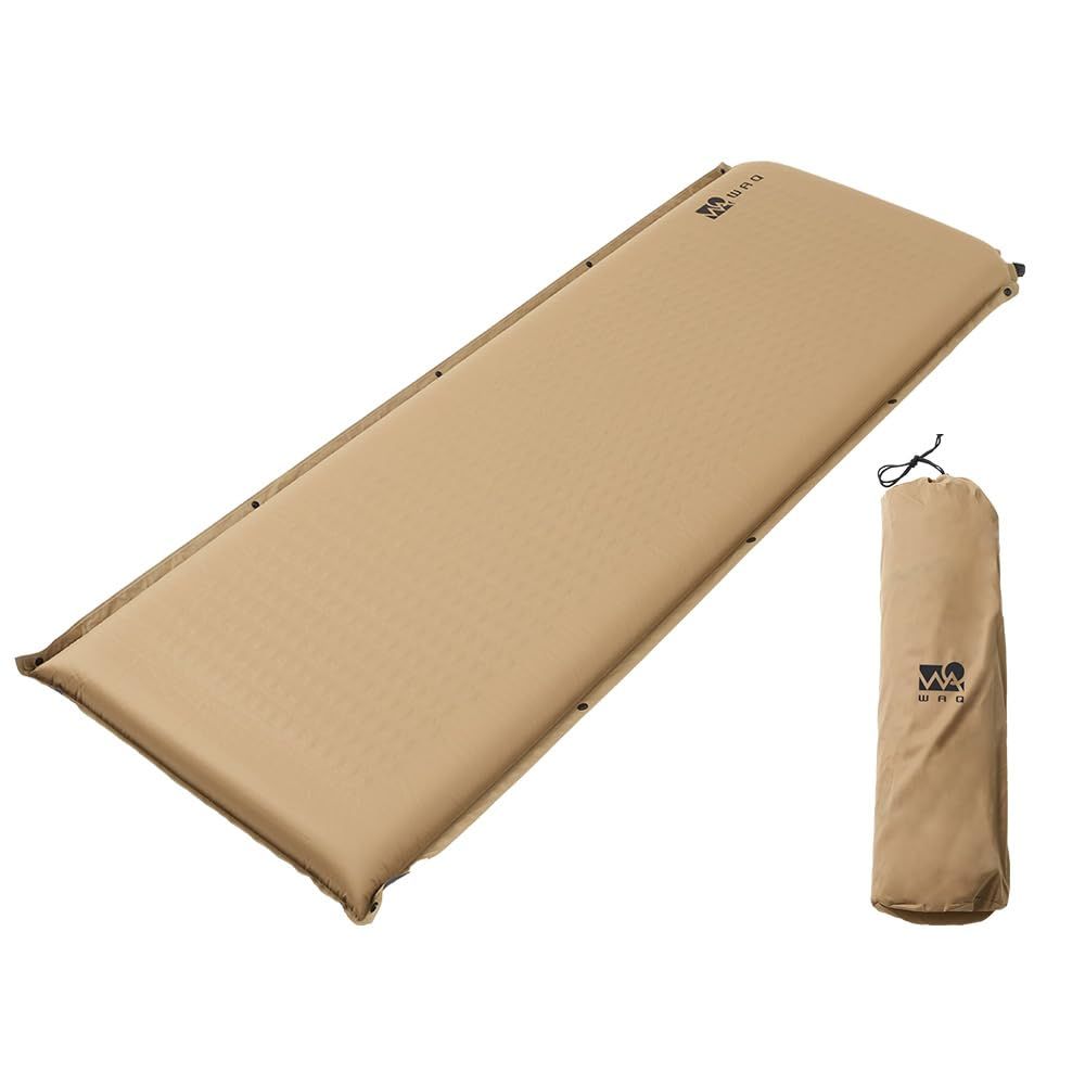 WAQ キャンプマット 車中泊マット 厚手 8cm コンパクト R値 6.0 特殊ウレタン 軽量 インフレーターマット (TAN)★m