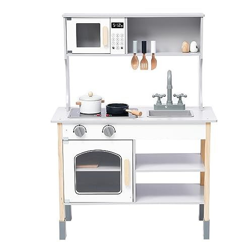 ままごとキッチン 木製 ままごとセット 誕生日 台所 知育玩具 子供用 子供 収納 まねっこ ミニキッチン おもちゃキッチン キッズ 誕生日プレゼント (ホワイト)★m