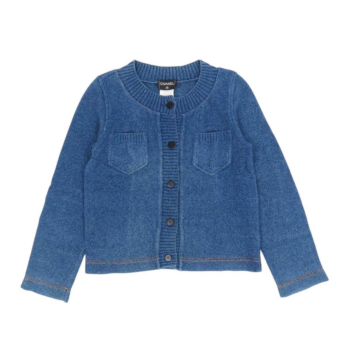 シャネル ココマーク コットン カーディガン P12357V00553 レディース ブルー CHANEL【中古】 【アパレル・小物】