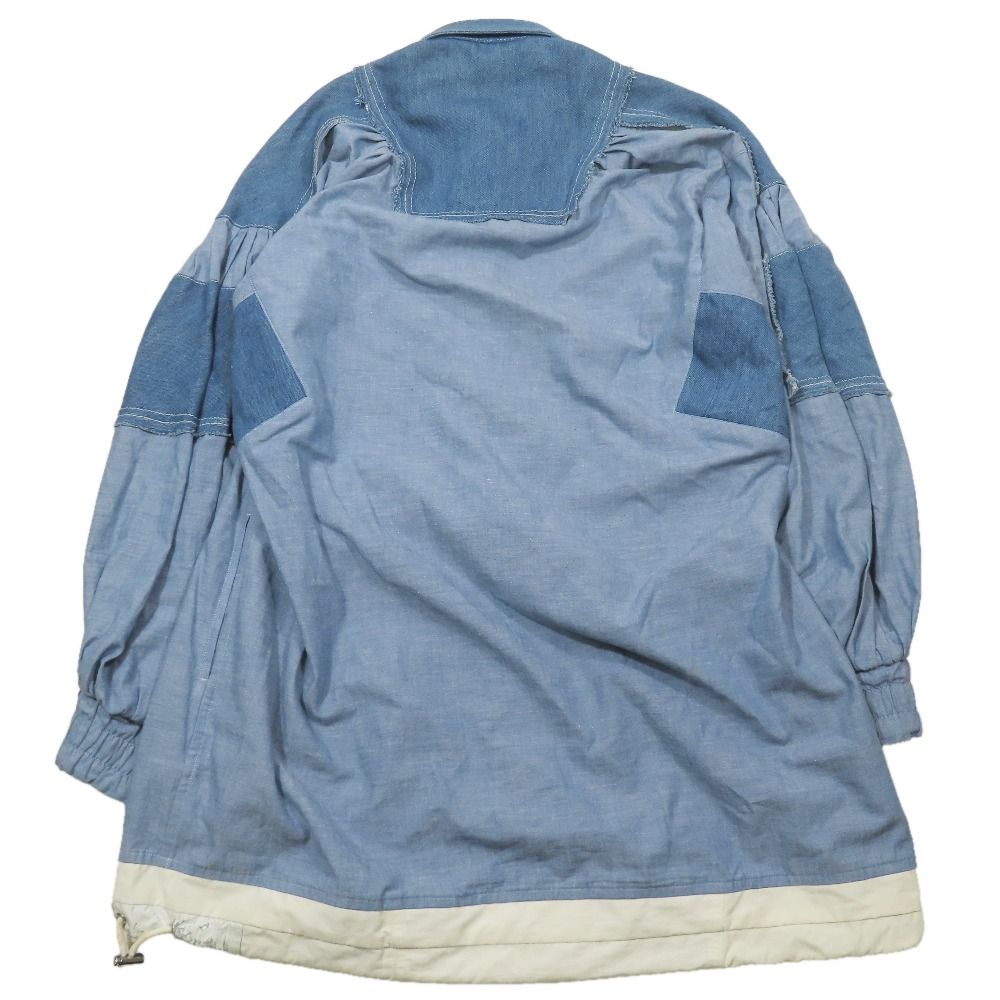 サカイ sacai デニム切替シャツワンピース プルオーバー 長袖 膝丈ハーフ Sacai サカイ デニムワンピース チュニック 17-02958 長袖 フレア