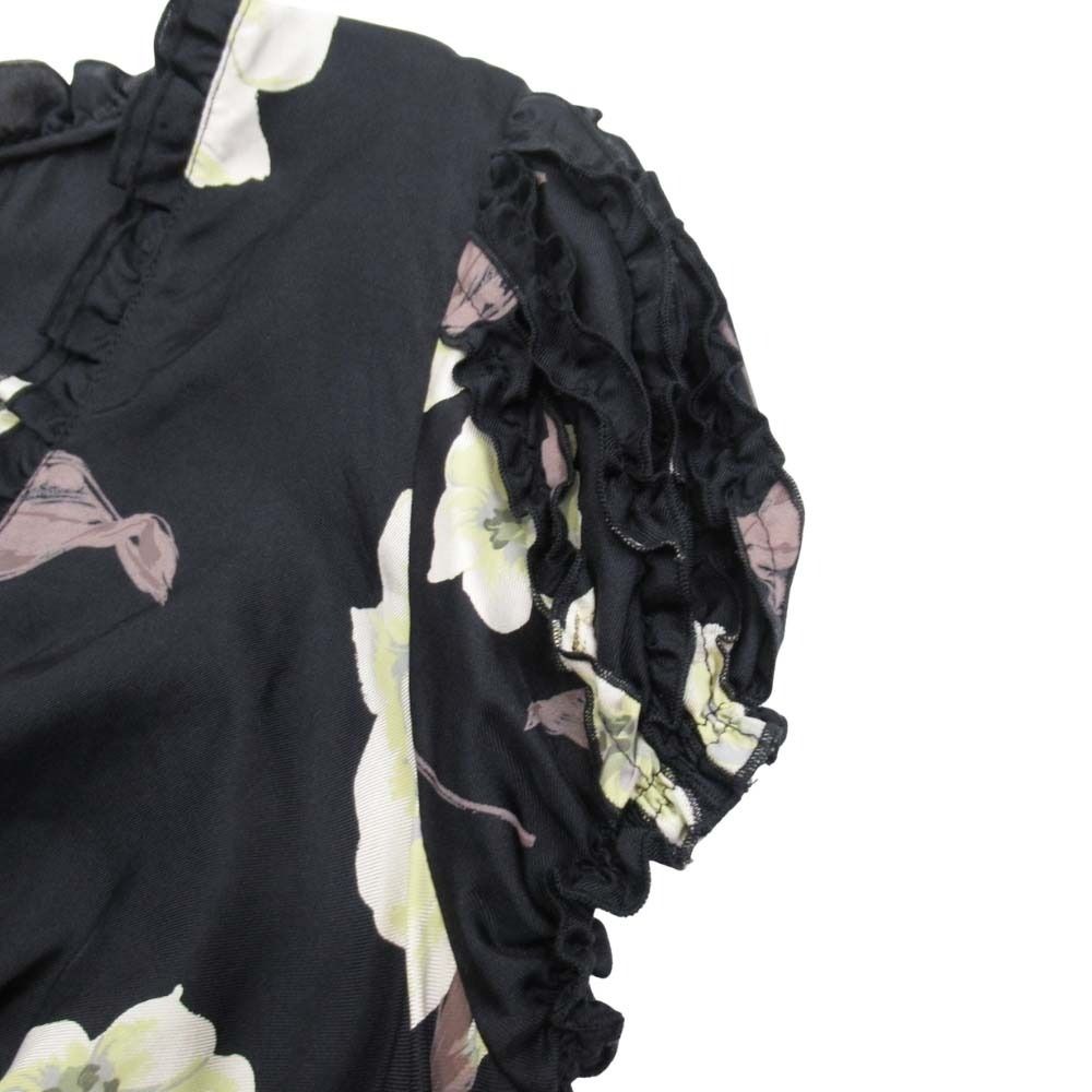 美品 Blumarine ブルマリン 花柄 シルクツイル ワンピース フリル 