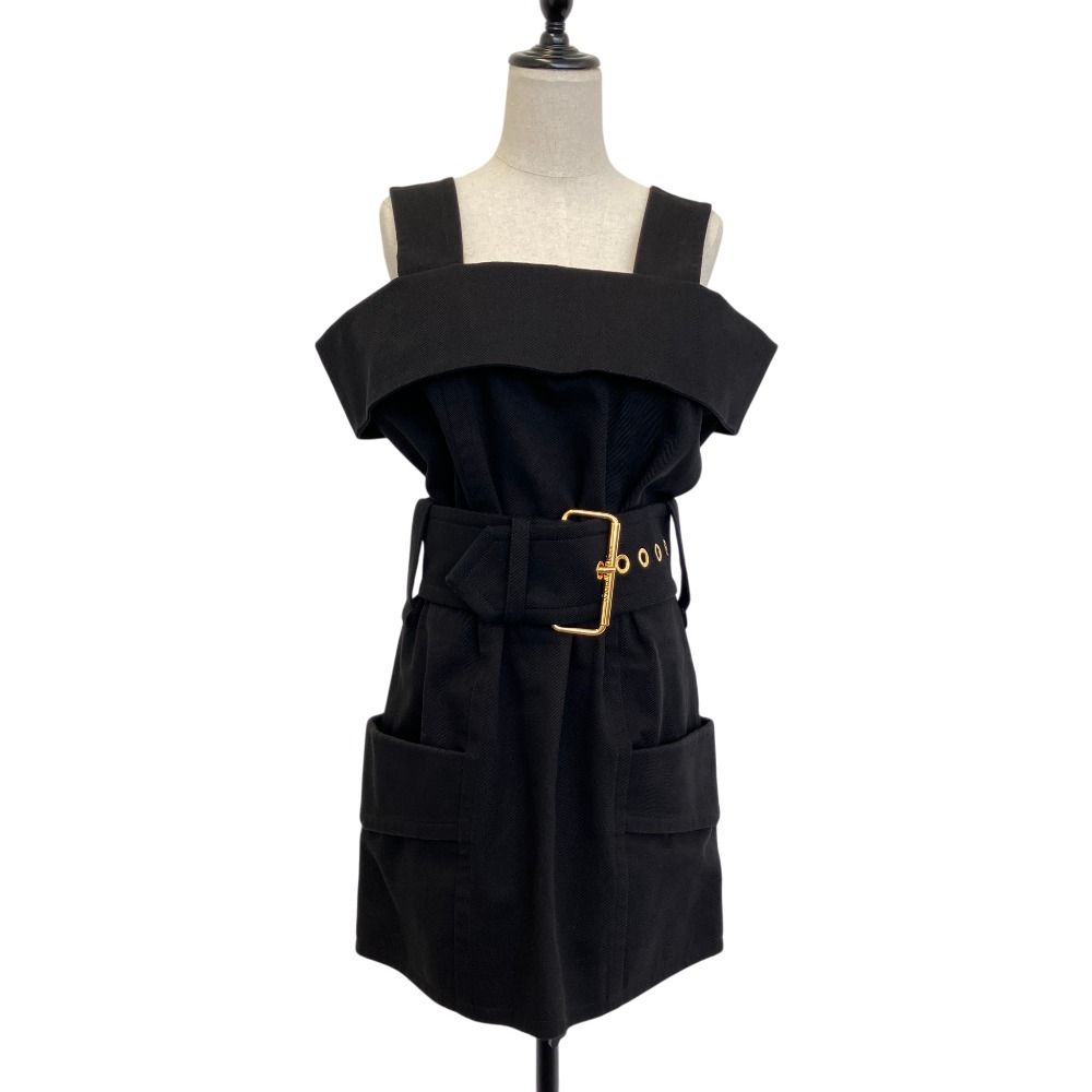 美品 23SS LOUIS VUITTON ルイヴィトン ベルテッド キャミドレス ワンピース RW231B BT9 FORO67 サイズ34 ブラック レディース 古着 中古 USED
