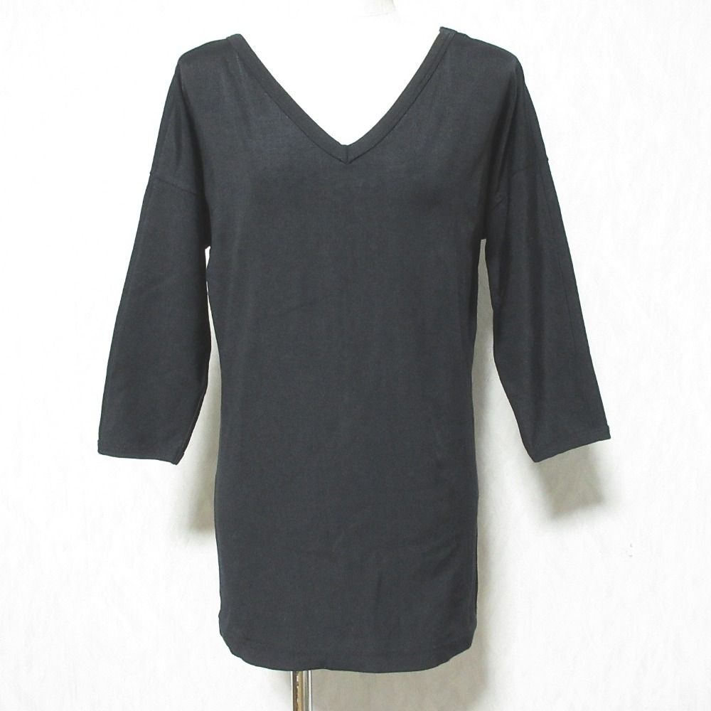 美品 COMME des GARCONS コムデギャルソン 90s ヴィンテージ Vネック ストレッチ カットソー Tシャツ GT-050800 ブラック レディース 古着 中古 USED