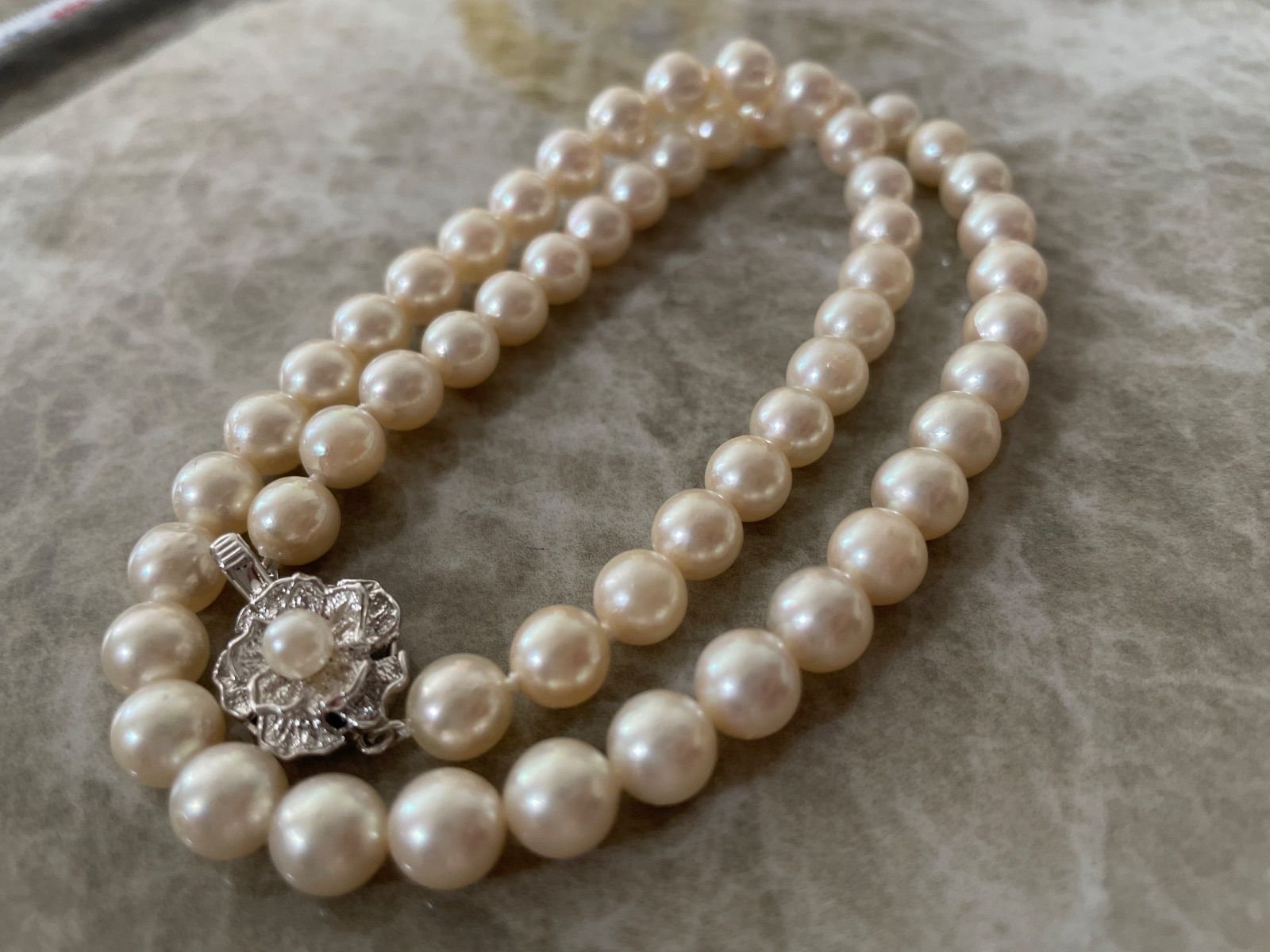 ジュエリーマキ CAMELLIA silver刻印 7.0〜7.4mmあこや真珠ネックレス