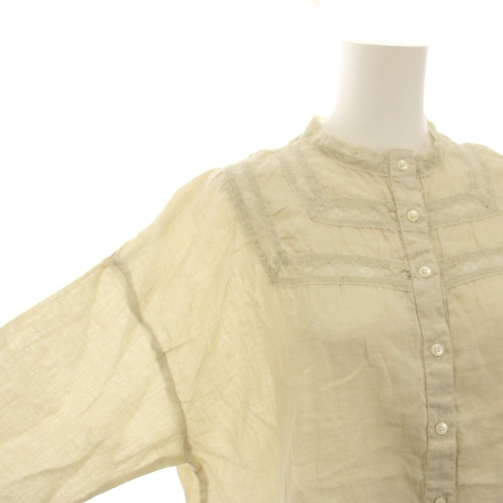 ネストローブ nest Robe シャツ ブラウス バンドカラー 長袖 レース 麻