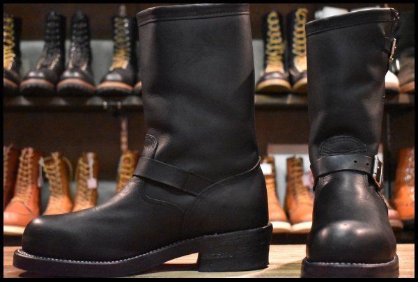 【10E 美品 黒タグ】Chippewa チペワ エンジニア 1901M57 黒 ブラック スチールトゥ 11インチハイト ブーツ HOPESMORE【GF129】