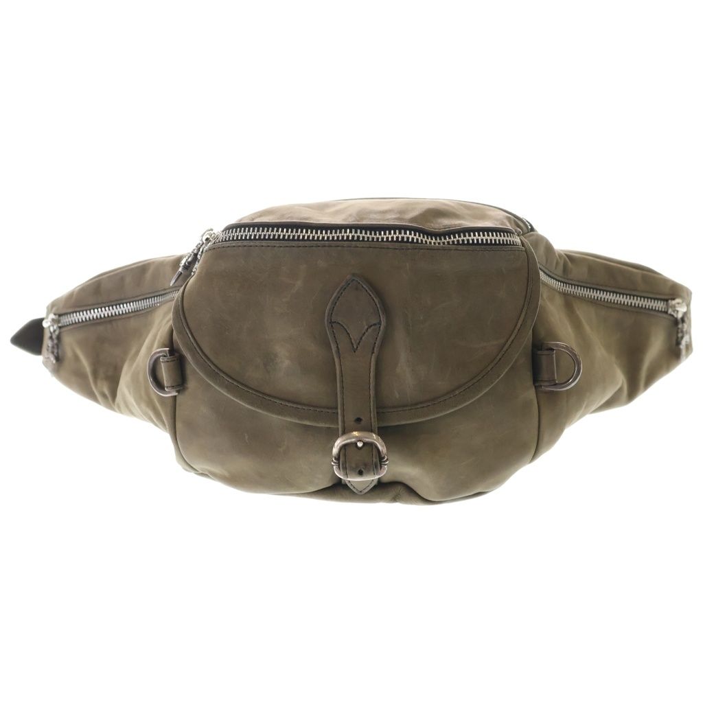 CHROME HEARTS (クロムハーツ) #1 SNAT PACK スナットパック ダガージップ ガンスリンガーベルト ヴィンテージ加工 レザーウエストバッグ アーミー グリーン カーキ