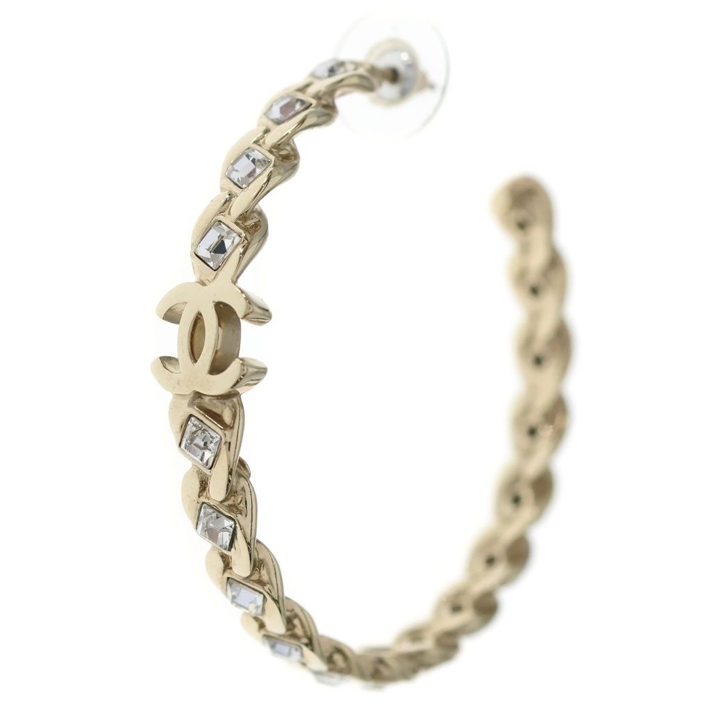CHANEL (シャネル) ココマーク ラインストーン フープピアス ゴールド 63,525円