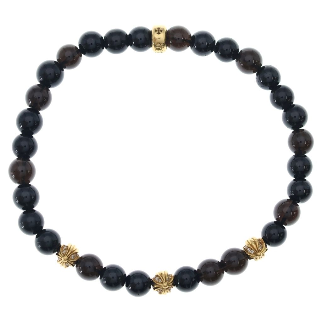 CHROME HEARTS (クロムハーツ) 22K 6mm BEADS P/DIA 6mm ビーズ PAVEダイヤ ブレスレット ゴールド/ブラック