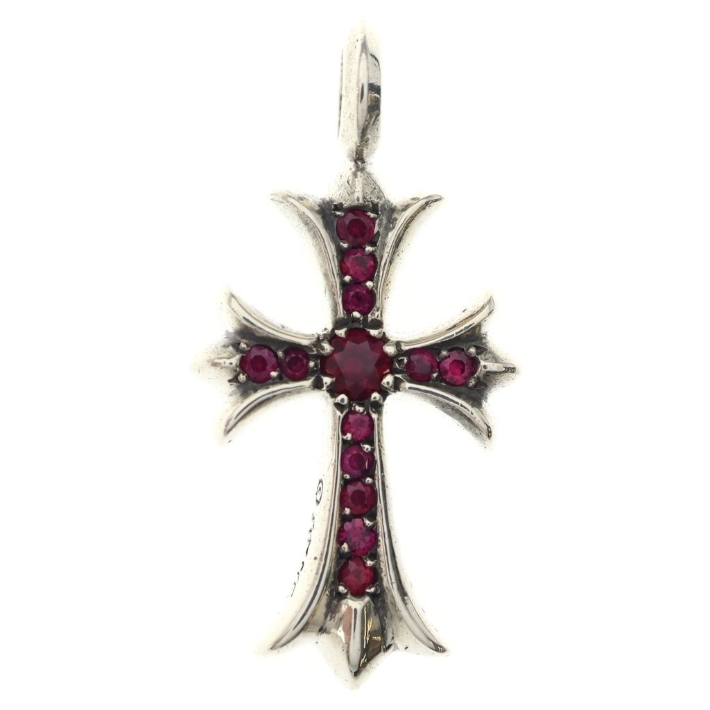 CHROME HEARTS (クロムハーツ) TNY CRSF P/RUB タイニーファットクロス PAVEルビー ペンダントトップ シルバー