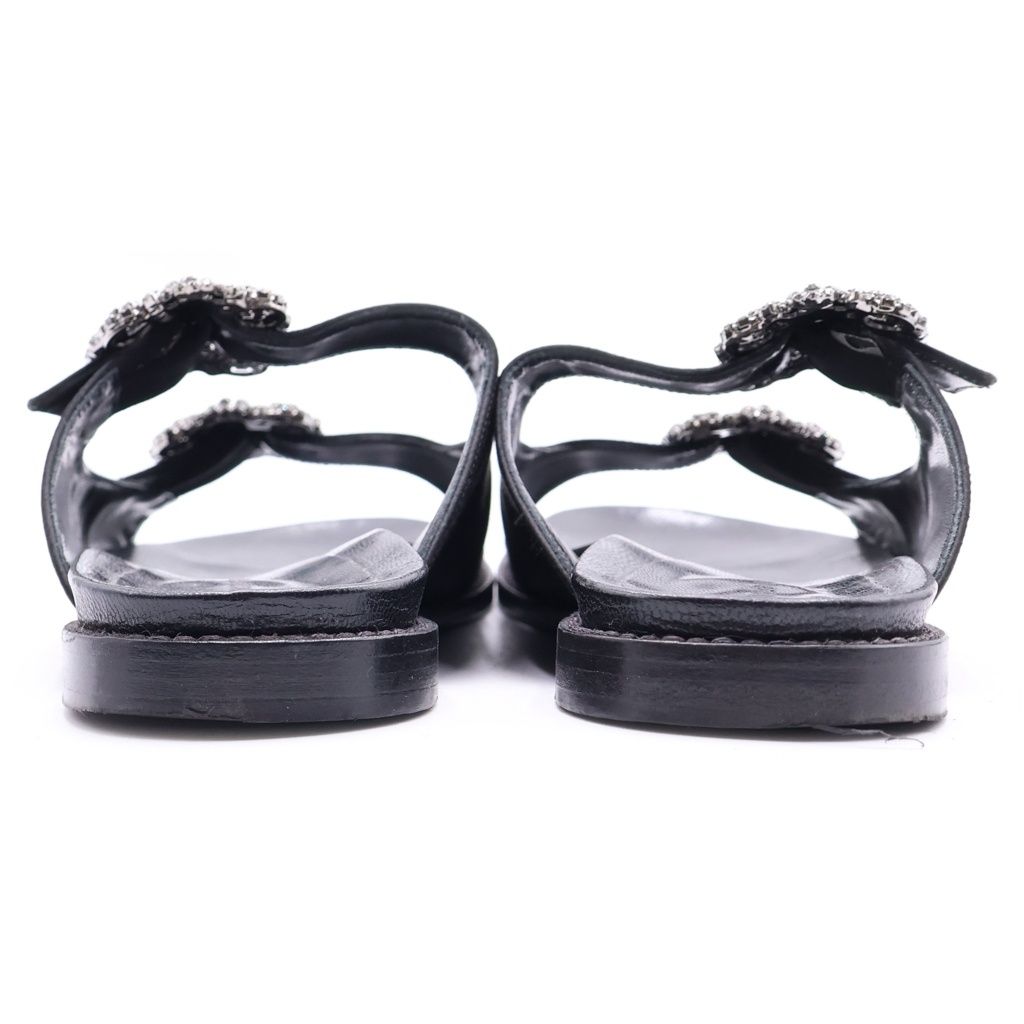 マノロブラニク ビジュー ストラスハンギシ スライドサンダル ミュール 37 MANOLO BLAHNIK (マノロブラニク) ストラスハンギ ビジュー装飾 サテン