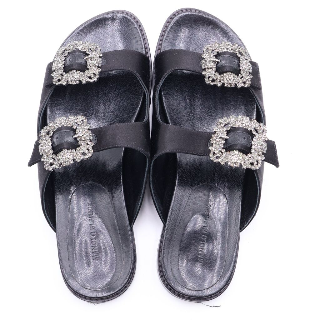 MANOLO BLAHNIK (マノロブラニク) ストラスハンギ ビジュー装飾 サテン