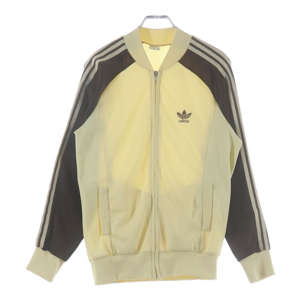 adidas (アディダス) 80S VINTAGE Track Jacket トレフォイルロゴ ジップアップ トラックジャケット イエロー/ブラウン
