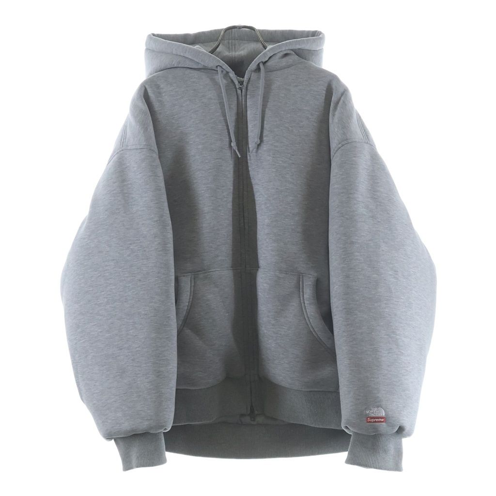 SUPREME (シュプリーム) 24AW ×THE NORTH FACE Down Filled Zip Up Hooded Sweatshirt ザノースフェイス ダウンフィルド スウェットフーデッドジャケット グレー NY52400I