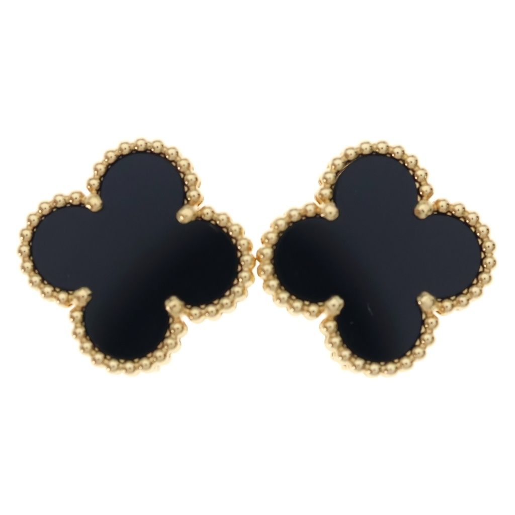 Van Cleef & Arpels (ヴァンクリーフアンドアーペル) ヴィンテージアルハンブラ オニキスピアス K18 ブラック×ゴールド 7.6g 2025/06/27 VCARA44200