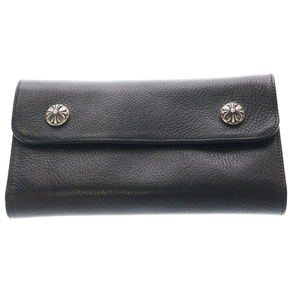 CHROME HEARTS (クロムハーツ) WAVE ウェーブ レザーウォレット 財布 ブラックBCA375