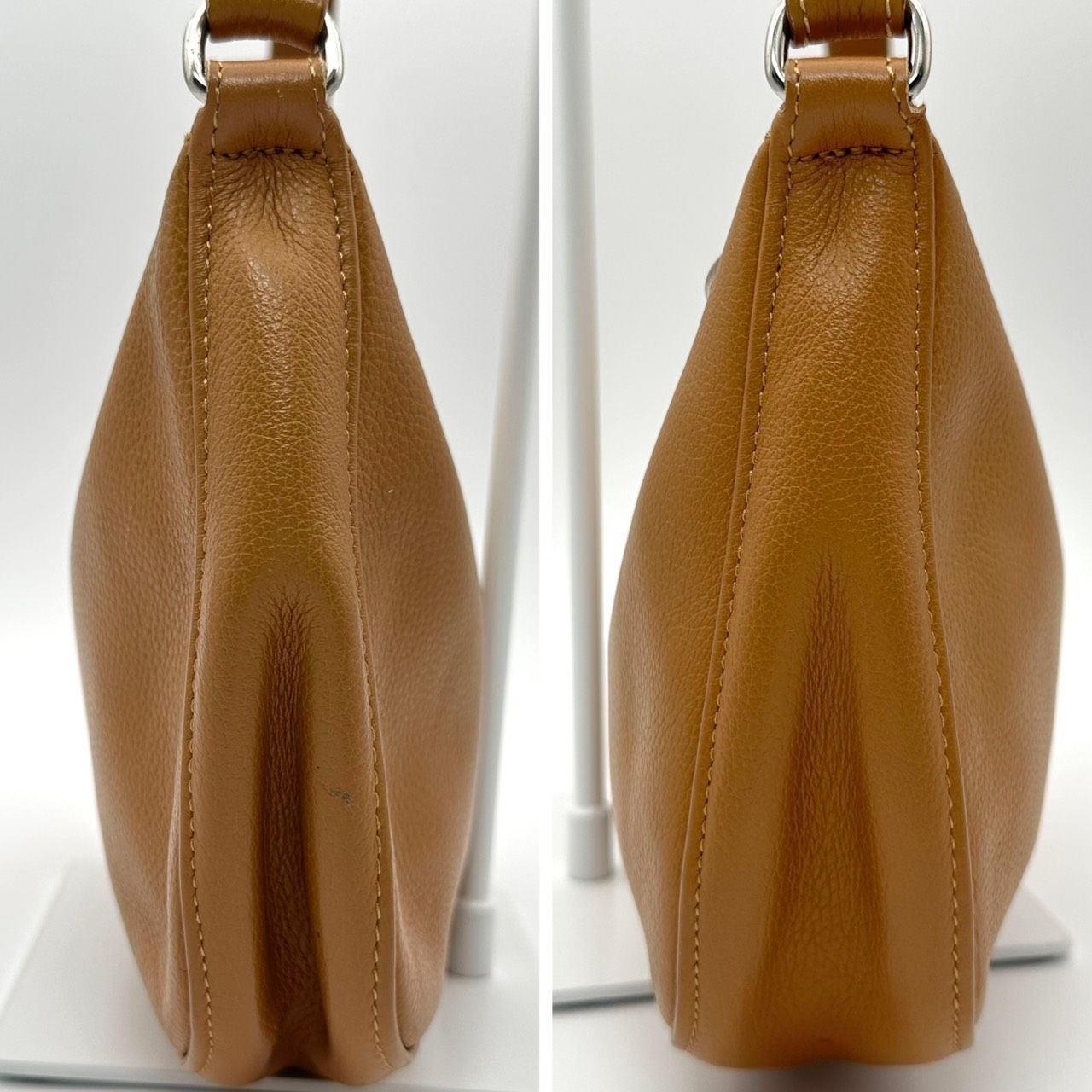 美品 LONGCHAMP シボ革 ショルダーバッグ 斜め掛け ロゴ金具　f896 B5617】 Longchamp ロンシャン ショルダーバッグ レザー シボ革
