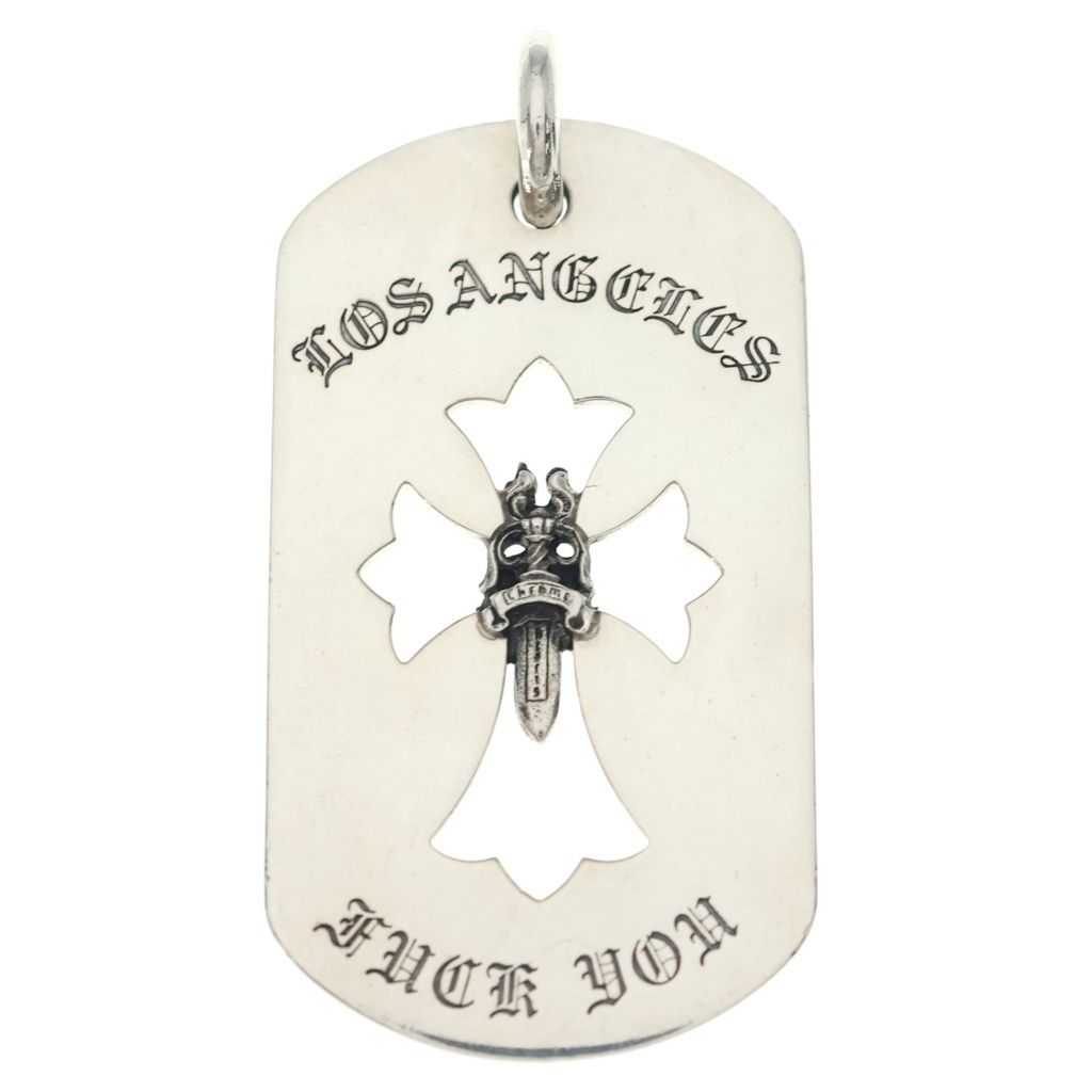 CHROME HEARTS (クロムハーツ) D TAG LRG LTD LA限定ラージドッグタグネックレストップ シルバー