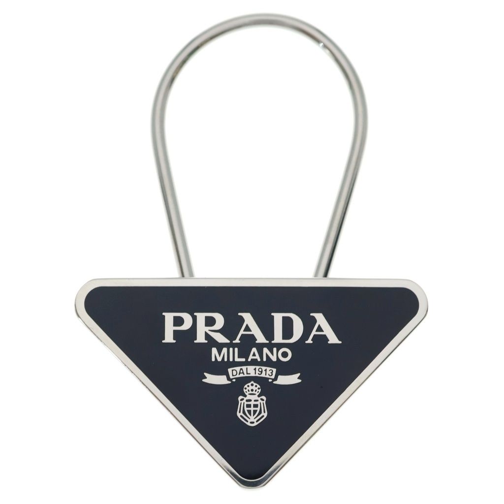 PRADA (プラダ) トライアングルロゴ メタルキーリング バッグチャーム