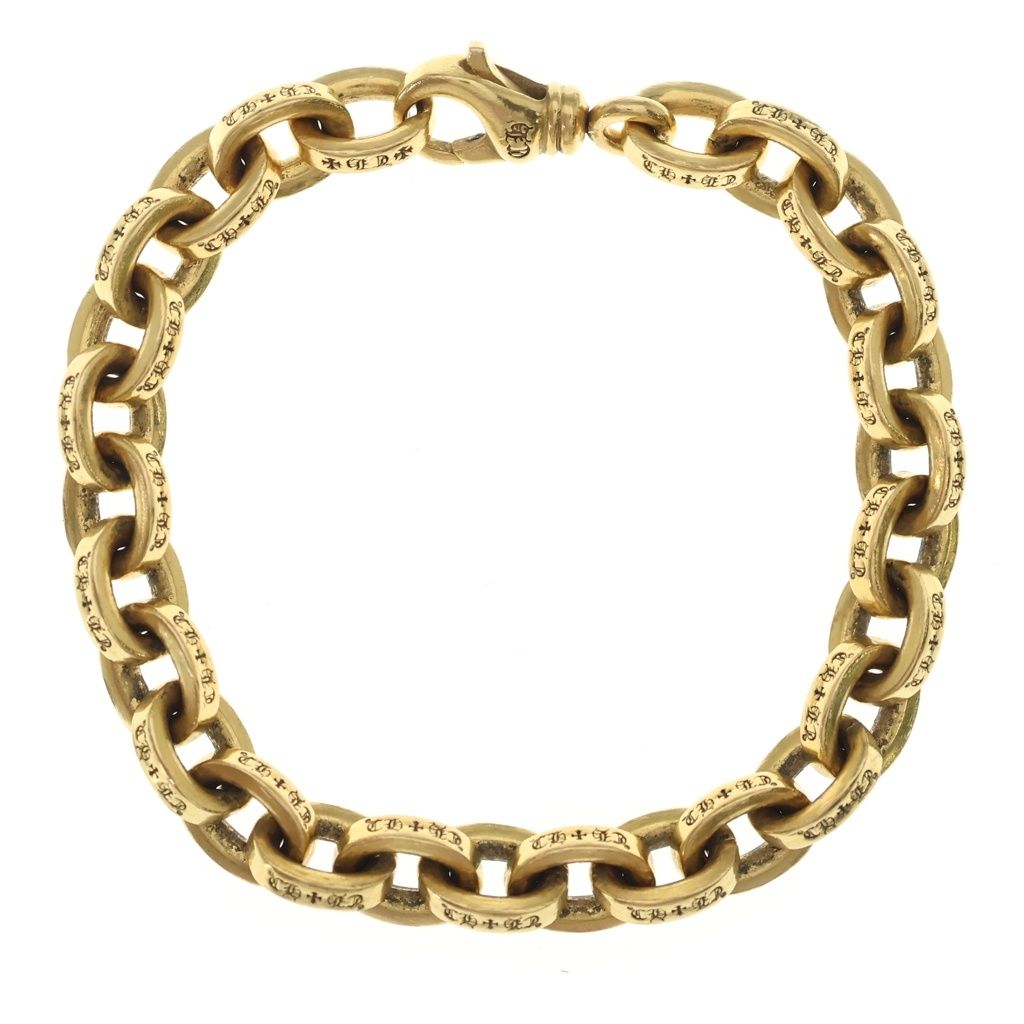CHROME HEARTS (クロムハーツ) 22K LARGE PAPER CHN ラージペーパーチェーン ゴールドブレスレット ゴールド 7inch