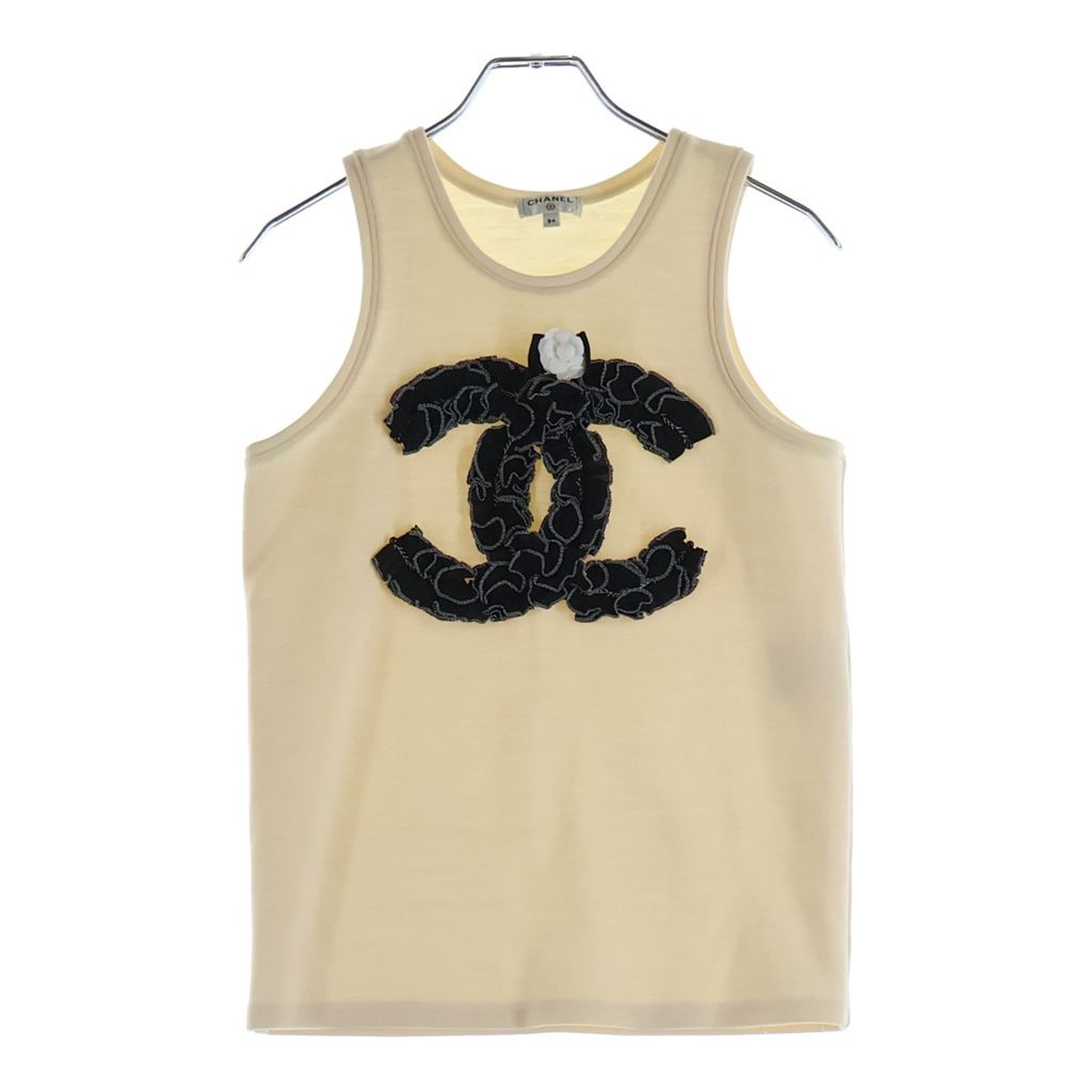CHANEL (シャネル) ココマーク カメリア タンクトップ ベージュ レディース P64484V21533