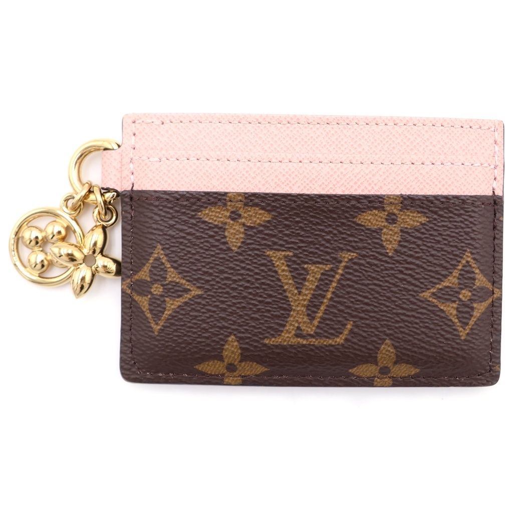 LOUIS VUITTON (ルイヴィトン) モノグラム ポルトカルト PVC レザー LVチャーム カードケース パスケース M82739 ブラウン/ピンク