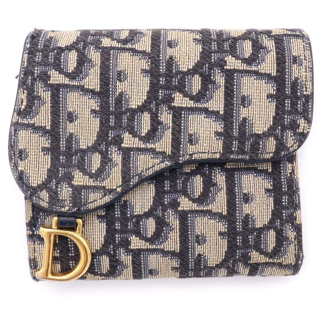 Christian Dior (クリスチャンディオール) SADDLE LOTUS サドル ロータス オブリーク コンパクトウォレット 財布 ベージュ S5912CTZQ