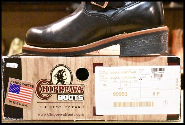 8E 箱付 美品 黒タグ】Chippewa チペワ 99953 エンジニア ブラック