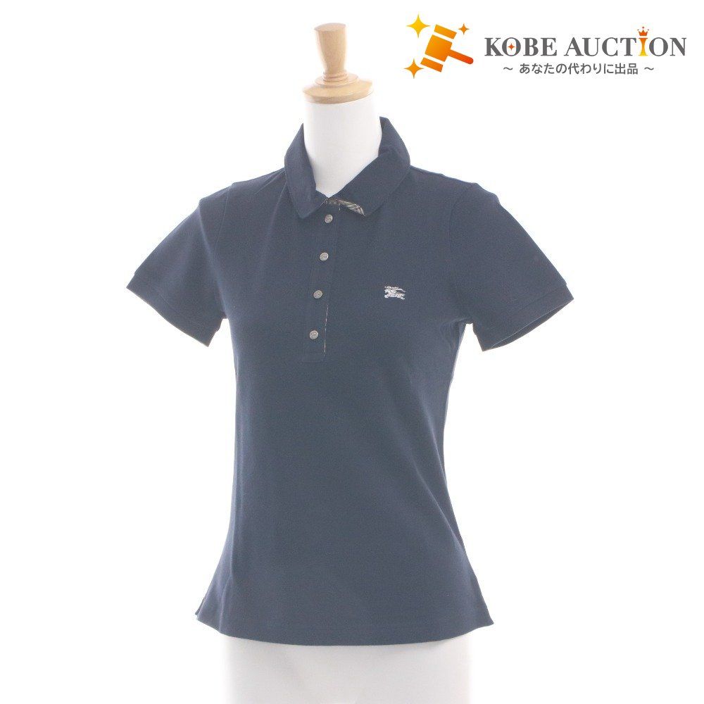 ■ BURBERRY BLUE LABEL ポロシャツ 半袖 トップス 襟裏ノバチェック ゴルフウエア可 三陽商会 レディース 38(M相当) 黒 タグ付き 未使用