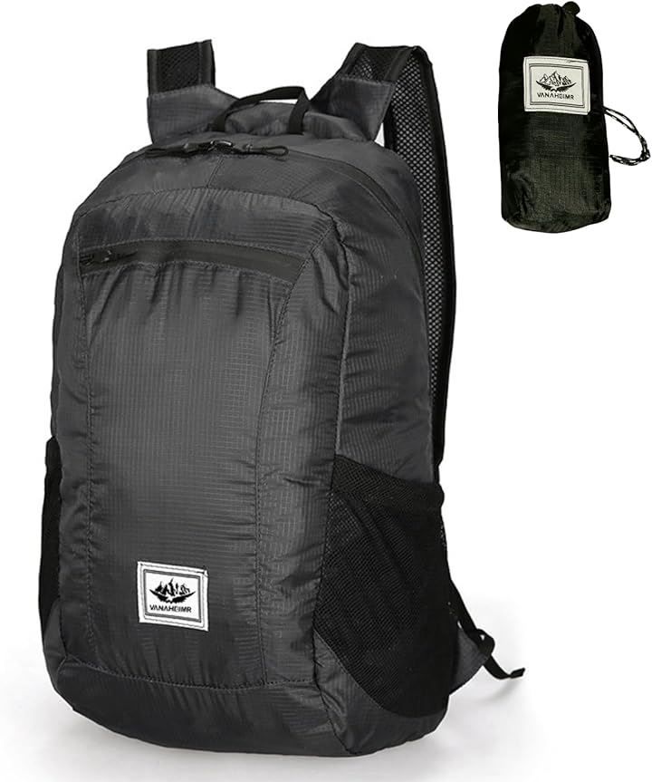 motayu18 backpack that can only be used, small, foldable, eco bag, my bag, backpack, mountaineering, pocketable, motorcycle, travel rucksack, for women, men (black, free size)