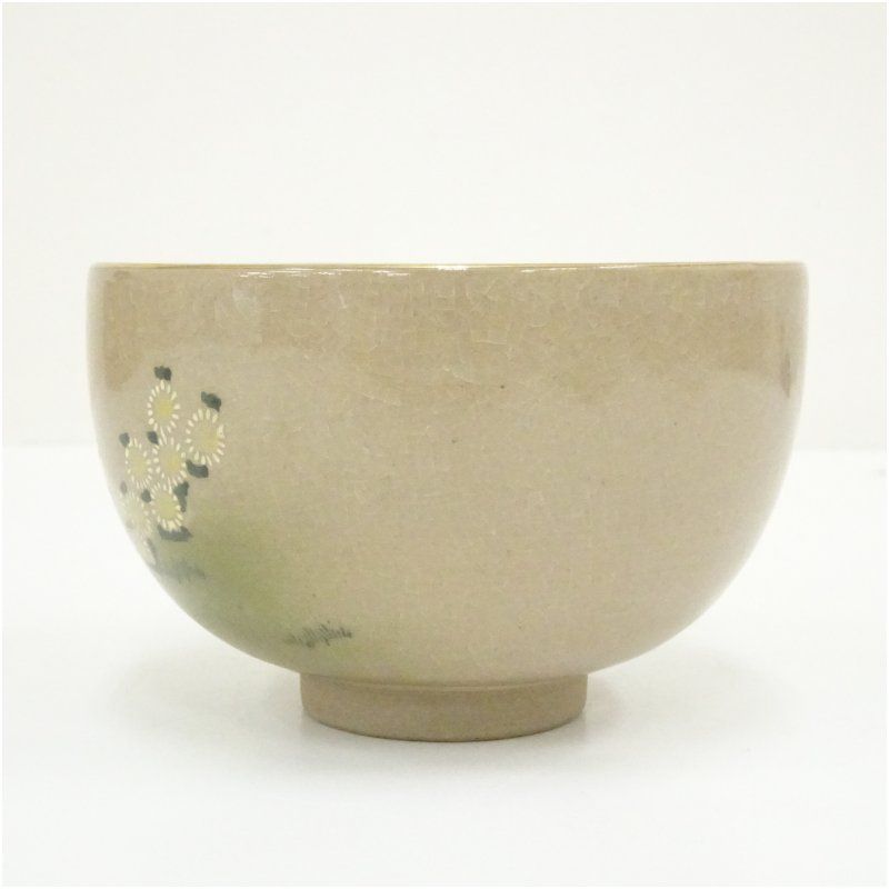 九谷焼 隆山造 色絵草花茶碗 茶道 抹茶 おしゃれ 抹茶茶碗 抹茶碗 和