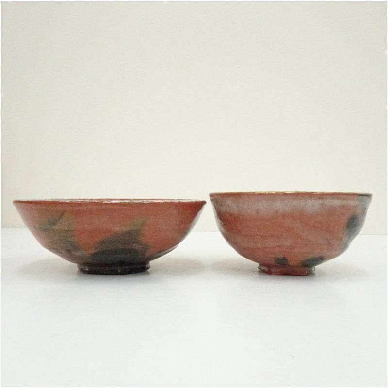 京焼 井上春峰造 赤楽蓬莱 嶋台茶碗（共箱） 茶道 抹茶 おしゃれ 抹茶