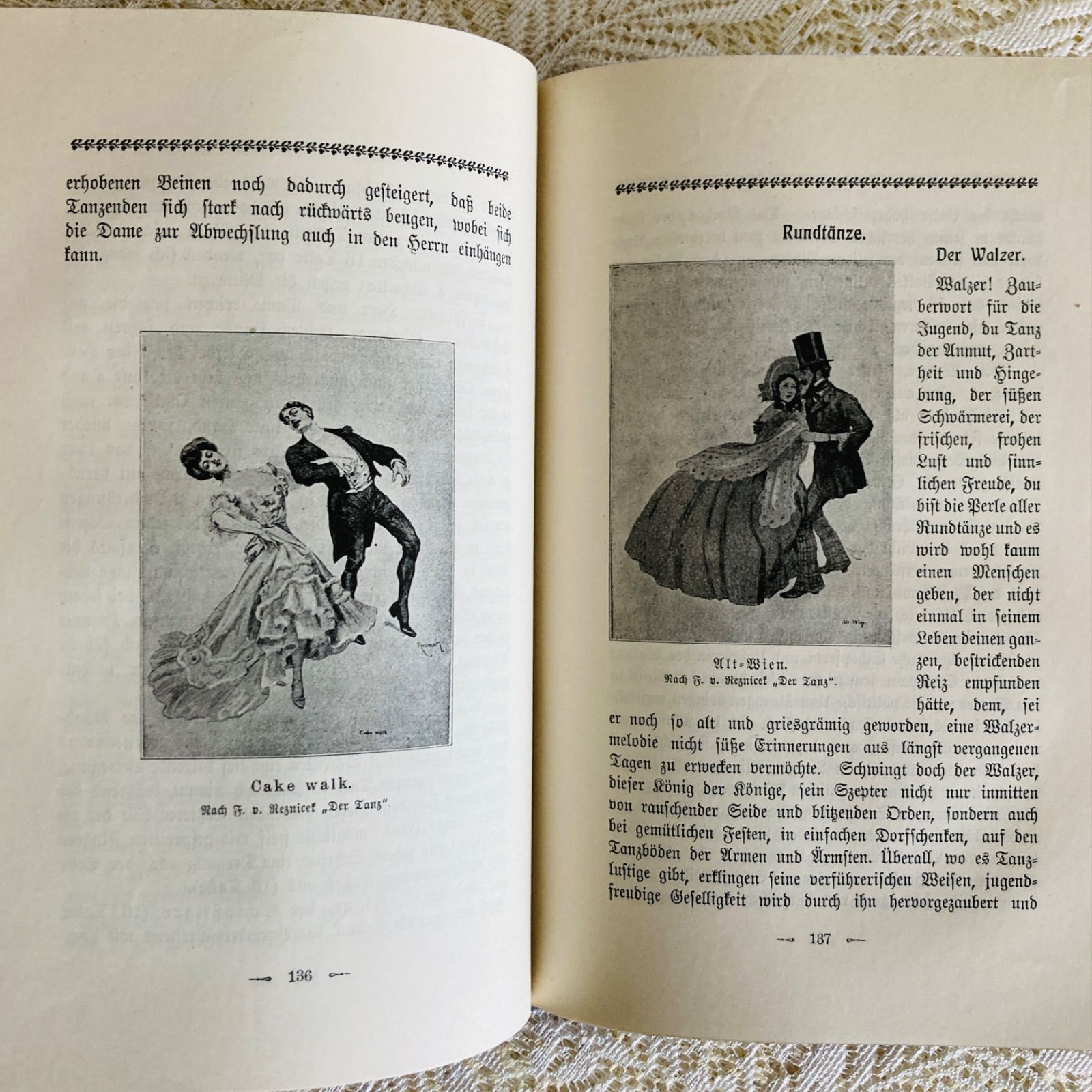 気品ある美しい装丁のアンティークブック 社交ダンス手引き書 1907年頃