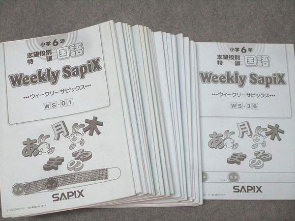 SAPIX 小学6年 志望校別特訓 国語 ウィークリーサピックス WS-01～36