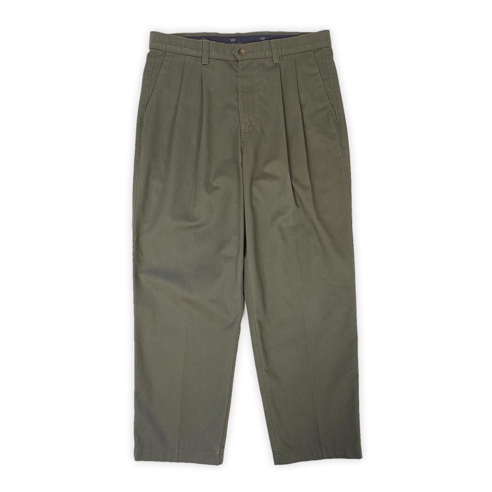 ドッカーズ DOCKERS 90s 90年代 2タック チノトラウザー パンツ リーバイス傘下 Levi's 定番 USA ヴィンテージ アメリカ 古着 メンズ ズボン オリーブグリーン W34 L28【中古】