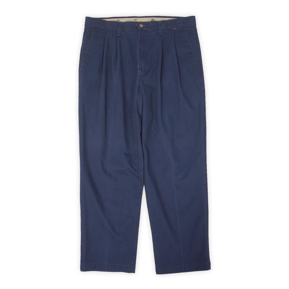 ドッカーズ DOCKERS 90s 90年代 2タック チノトラウザー Levi's リーバイス傘下 定番 MADE IN USA アメリカ製 ヴィンテージ 古着 メンズ パンツ ネイビー / 紺 W34 L28【中古】