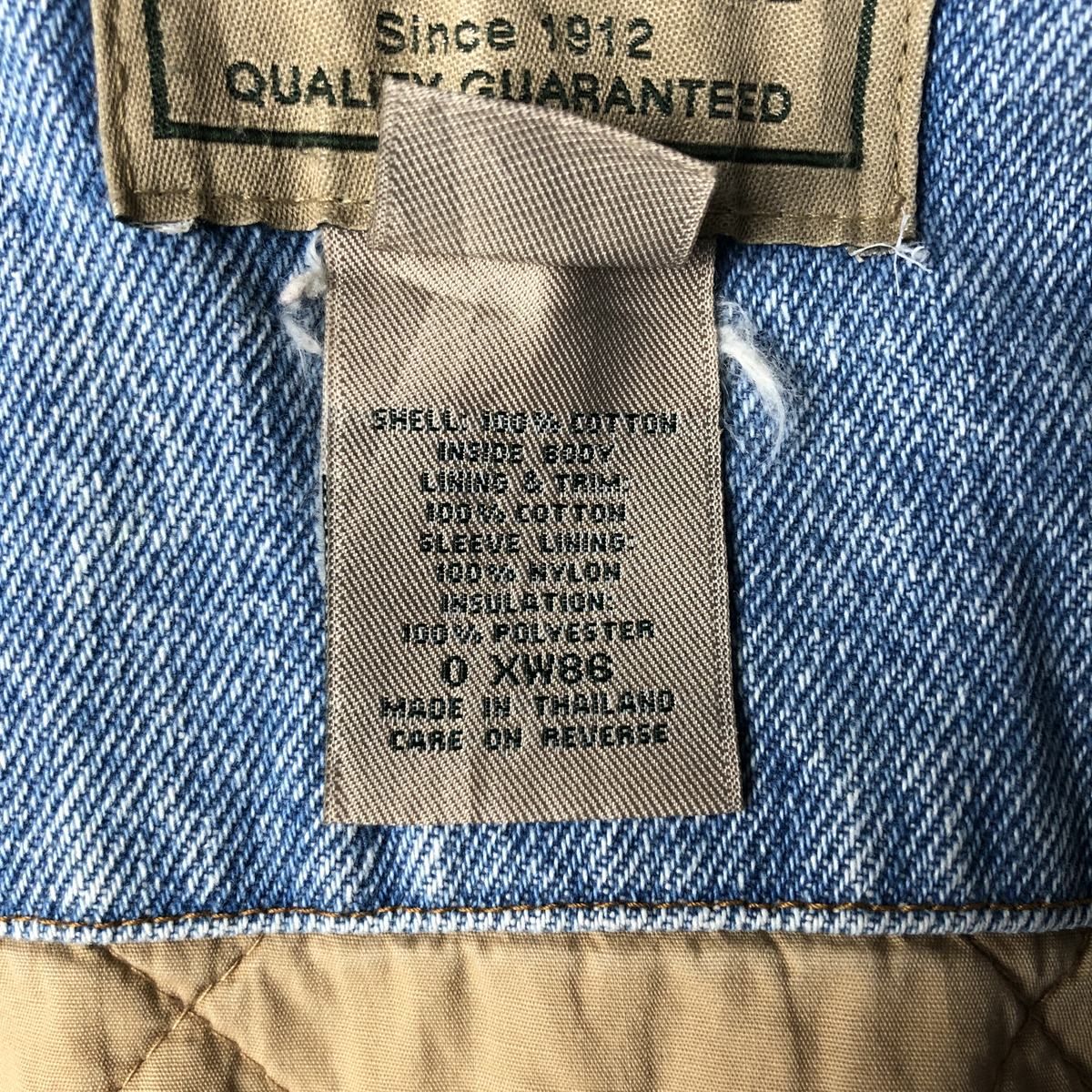 古着 90~00年代 エルエルビーン L.L.Bean 中綿入り デニムジャケット G 