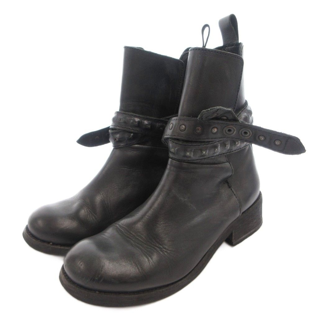 ディーゼル DIESEL ショートブーツ レザースタッズ チャンキーヒール 
