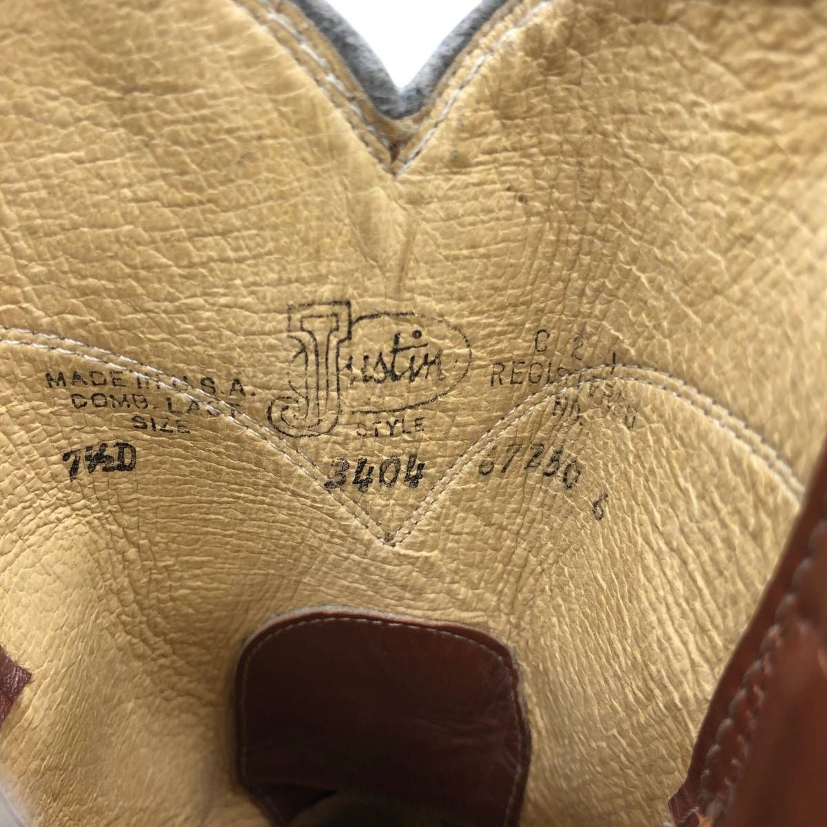 古着 ジャスティン JUSTIN ウエスタンブーツ USA製 7 1/2D メンズ25.5