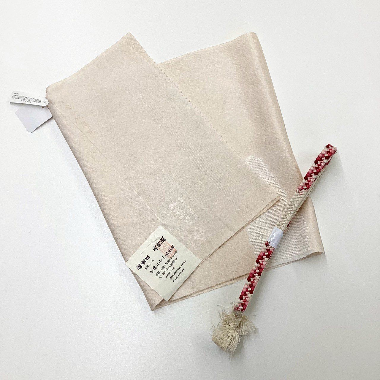 ［8289］帯締め 帯揚げ セット 世紀二十一糸 総意匠 群馬シルク 白 正絹 着物 帯絞め