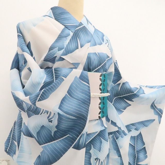 新品・浴衣】撫松庵 セオアルファ 芭蕉葉 洗える夏着物 仕付け糸付